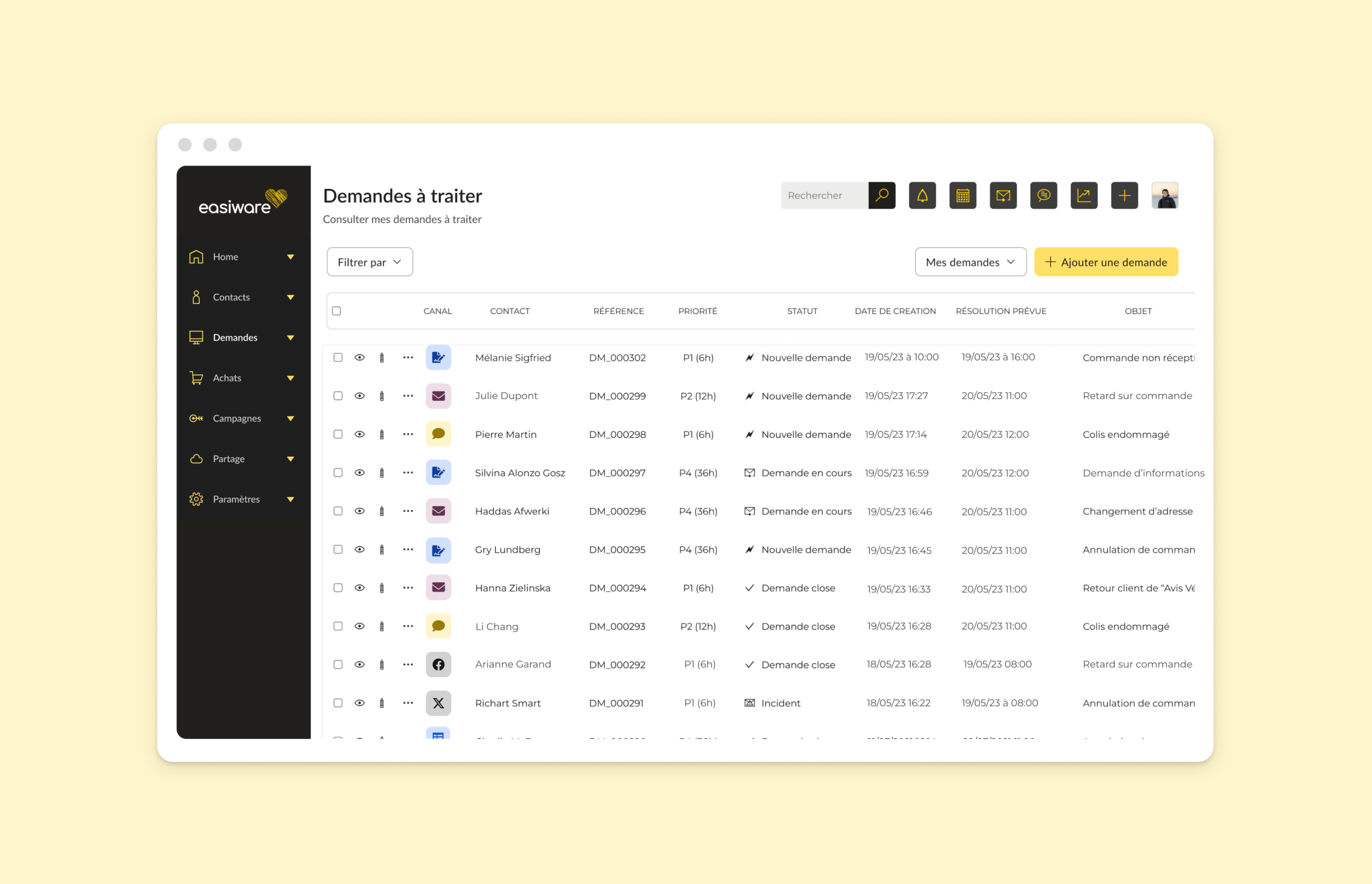 Logiciel service client